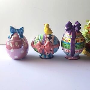 NWT. Set of 3 Miniture David's Cookies Jars with Lids. Ceramic Candy Dish.